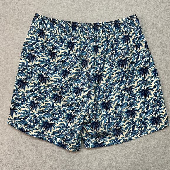 Rock & Roll Denim Swim Short Mens S Tropical Volley Blue Cream Stretch Pull On - Picture 7 of 13